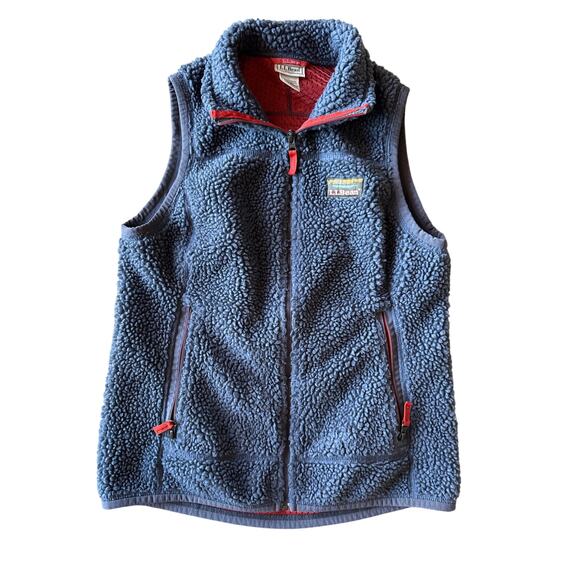L.L. Bean Gray Sherpa Fleece XS Women’s Vest Orange Accents - Picture 1 of 6